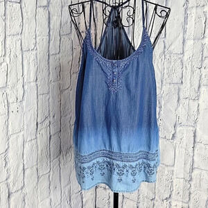 LUCKY BRAND Blue Sleeveless Denim Blouse‎ Medium